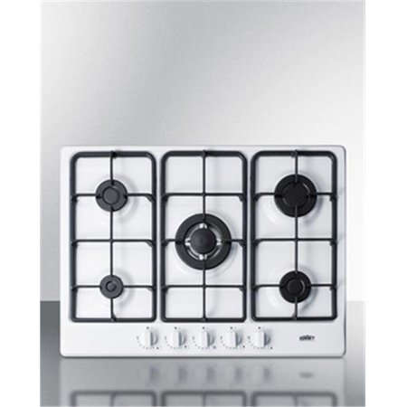 SUMMIT Summit GC5271W 27 in. 5 Burner Gas Cooktop & White Finish GC5271W